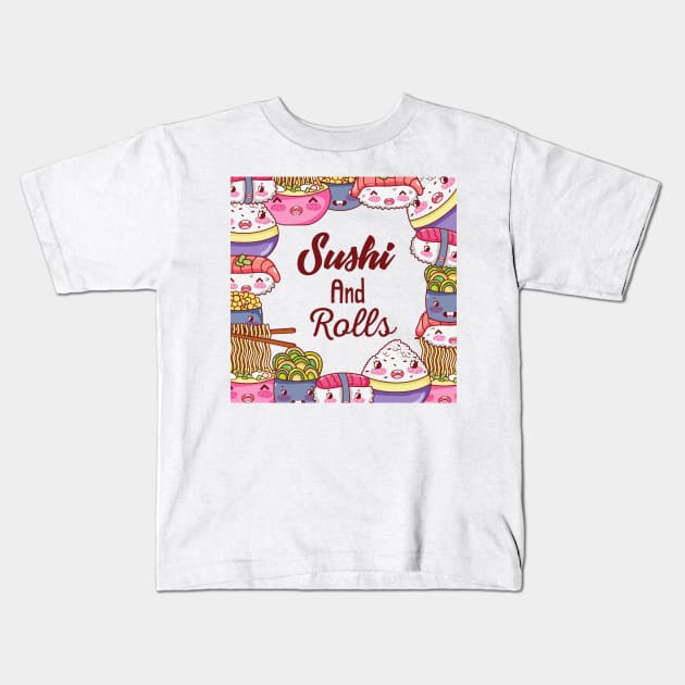 sushi and rolls Kids T-Shirt by Nikoleart